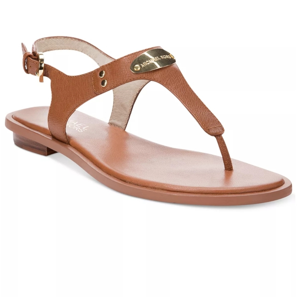 Women's MK Plate Flat Thong Sandals
